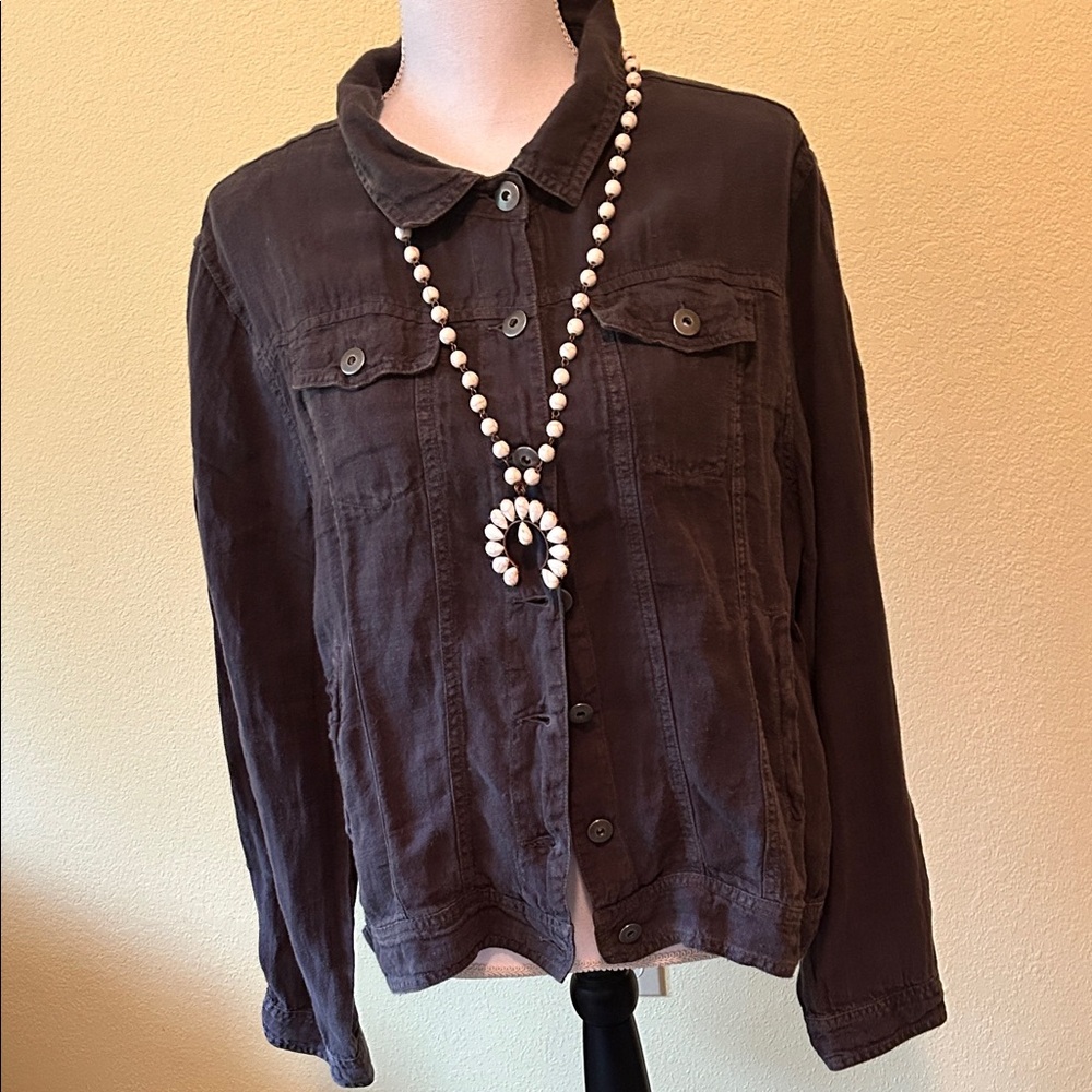 Dylan Dark Gray black linen Jean Jacket